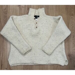 Peruvian Connection Women's 100% Wool Speckled Cream Button Neck No Size S?‎